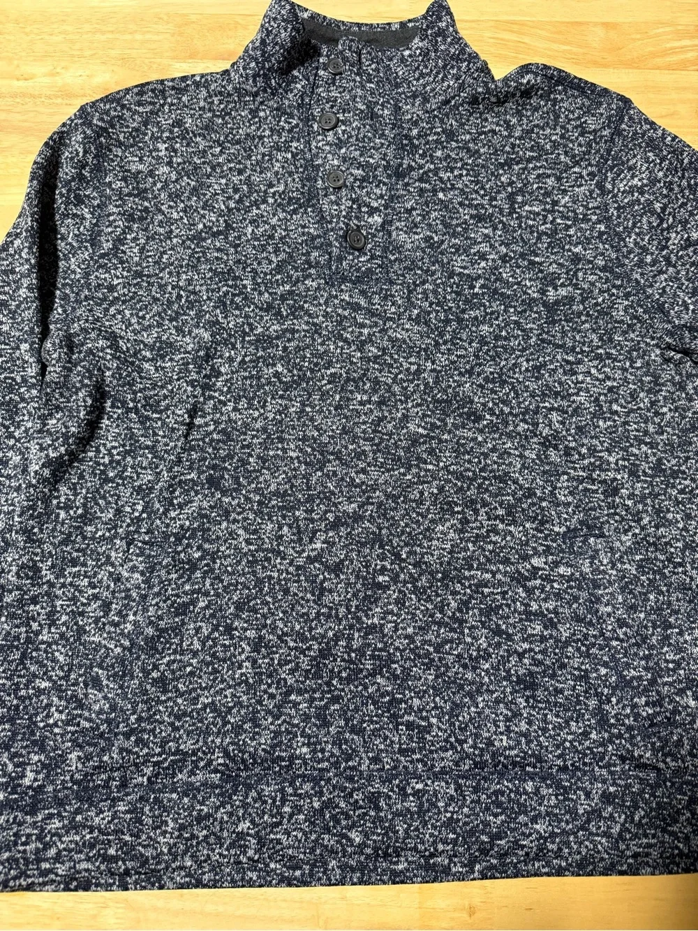 Banana Republic Men’s XL Heathered Navy Button Mock Neck Pullover